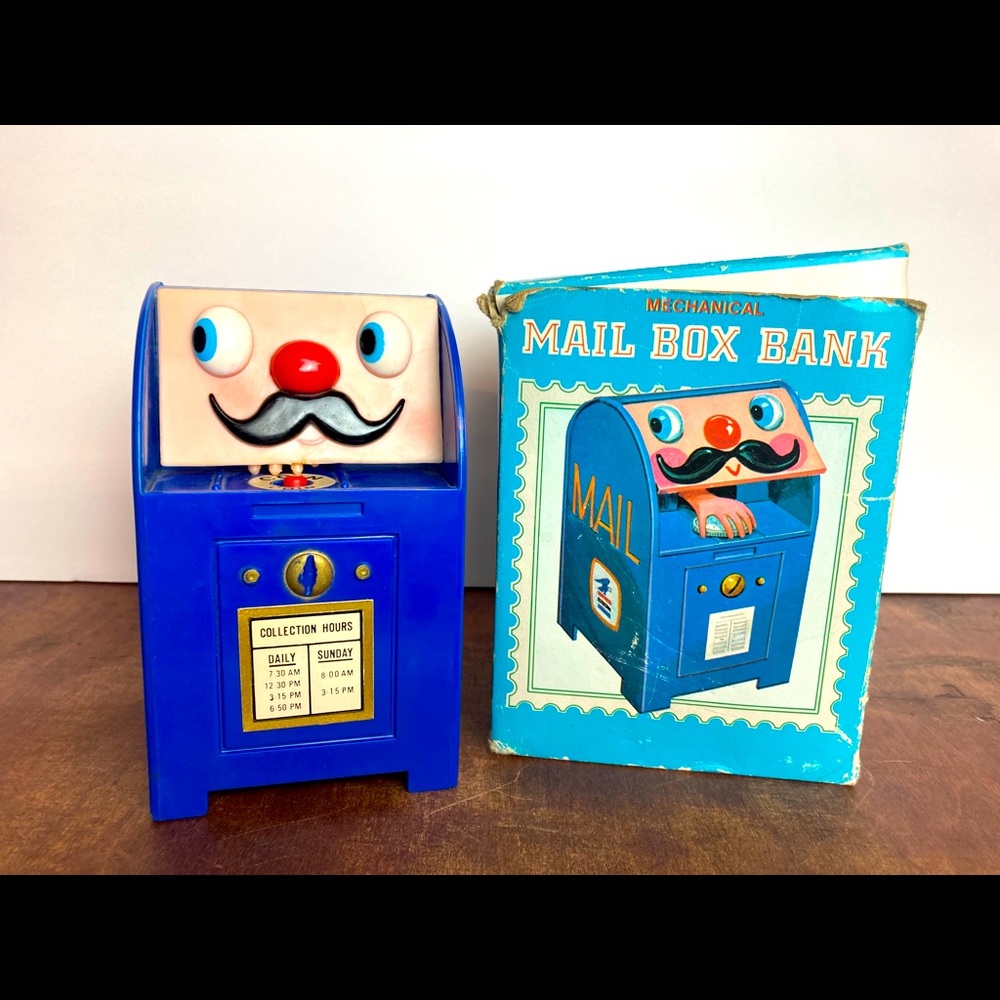 Vintage 1960's Mechanical Hand Mail Box Bank